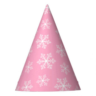 Pink Snowflake Party Hats