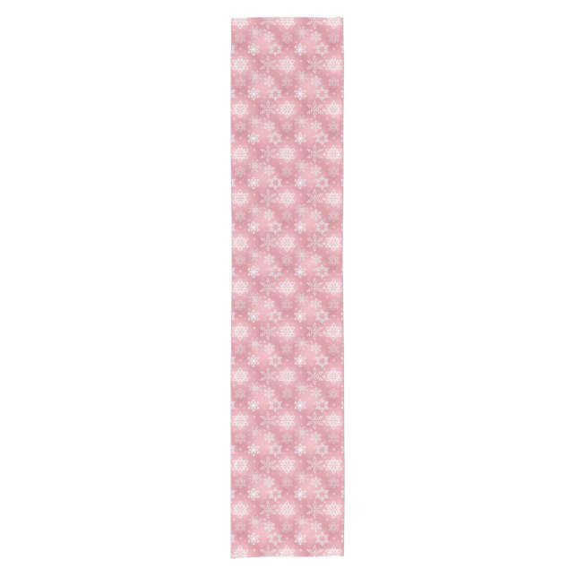Pink snowflake pattern Christmas table runner (Front)