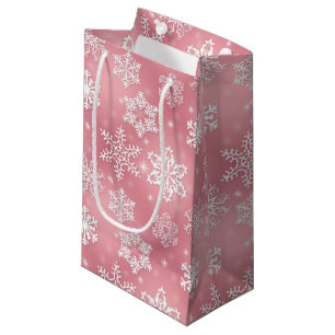 Pink Snowflake pattern small gift bag