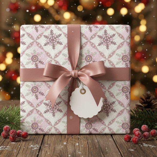 Pink Snowflake Pattern Winter Wrapping Paper (Creator Uploaded)