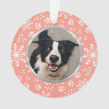 Pink Snowflake Paw Pattern Pet Photo
