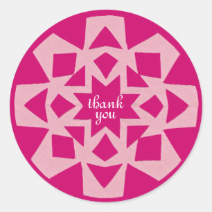 Pink Snowflake Thank You Classic Round Sticker