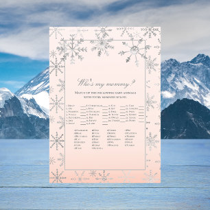 Pink Snowflake Who's My Mummy Baby Shower Game Invitation
