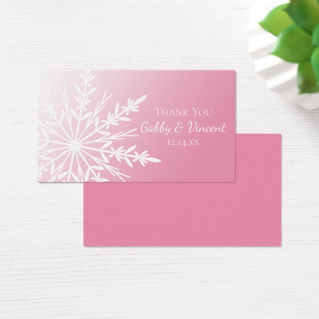 Pink Snowflake Winter Wedding Favour Tags (Desk)
