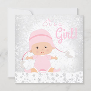Pink Snowflake Winter Wonderland Baby Shower Invitation