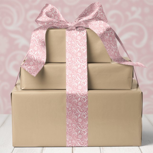 Pink Snowflakes and Swirls Christmas Satin Ribbon (Creator Uploaded)