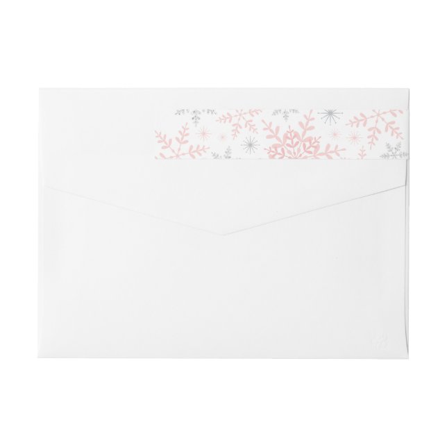 Pink Snowflakes Baby Girl Shower Silver Glitter Wrap Around Label (Back)