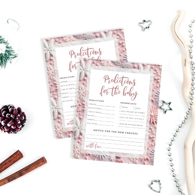 Pink Snowflakes Baby Shower Predictions and Advice (Creator Uploaded)