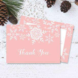 Pink Snowflakes Baby Shower Thank You Card