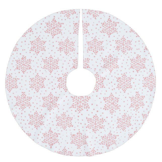 Pink Snowflakes Brushed Polyester Tree Skirt (Front)