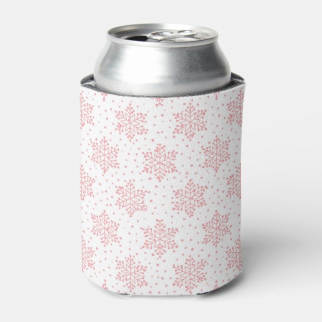 Pink Snowflakes Can Cooler (Can Front)