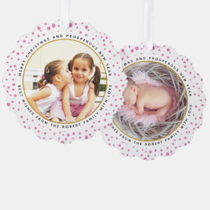 Pink snowflakes Christmas holiday photo paper Tree Decoration Card