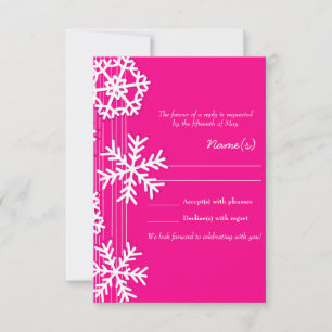 Pink Snowflakes Christmas RSVP card