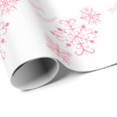 Pink Snowflakes Christmas Wrapping Paper (Roll Corner)