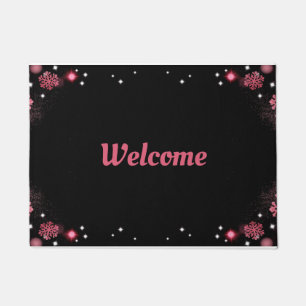 Pink Snowflakes Design Welcome Personalise Doormat
