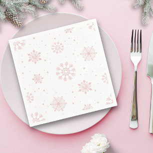 Pink Snowflakes It's Cold Outside Baby Shower Napkin