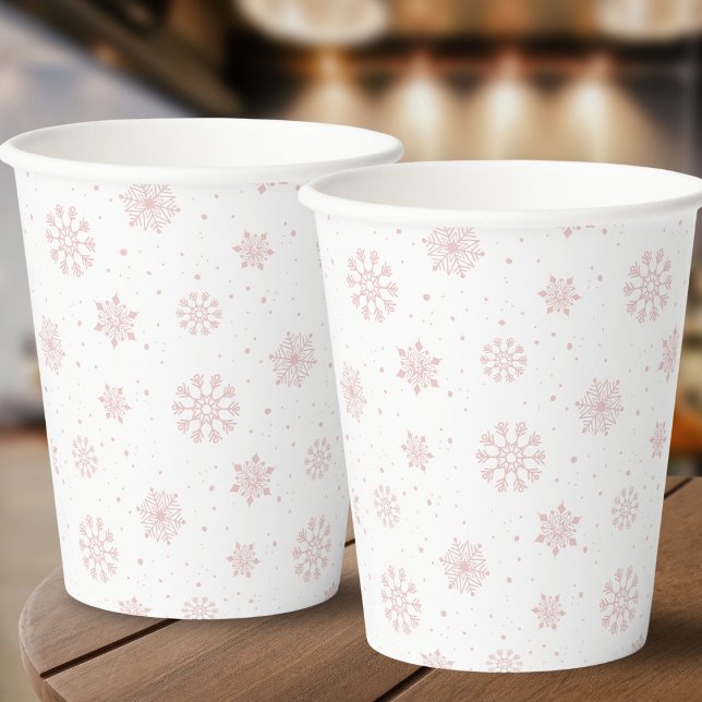 Pink Snowflakes It's Cold Outside Baby Shower Paper Cups (Creator Uploaded)
