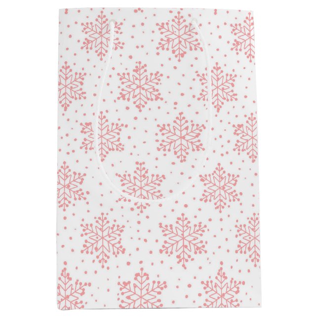 Pink Snowflakes Medium Gift Bag (Front)