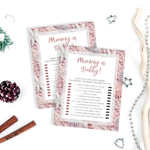 Pink Snowflakes Mummy or Daddy Baby Shower Game