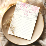 Pink snowflakes Name that song baby shower game<br><div class="desc">Pink snowflakes Name that song baby shower game
Matching games available.</div>