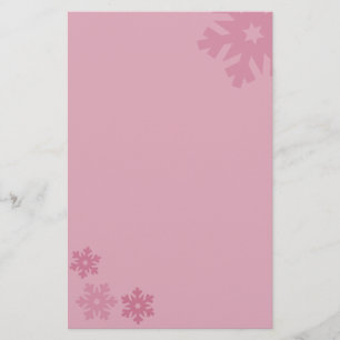 Pink Snowflakes on Pink Background Stationery