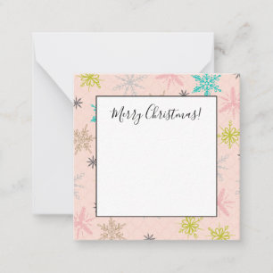 Pink Snowflakes Turquoise Lime Green Grey Card