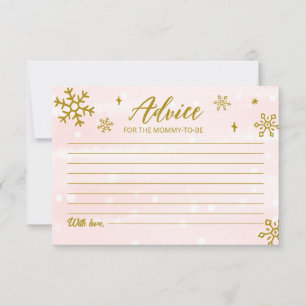 Pink Snowflakes Winter Baby Shower Advice Card