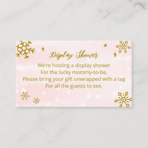 Pink Snowflakes Winter Baby Shower Display Shower Enclosure Card