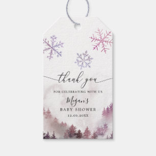 Pink Snowflakes Winter Wonderland Baby Shower  Gift Tags