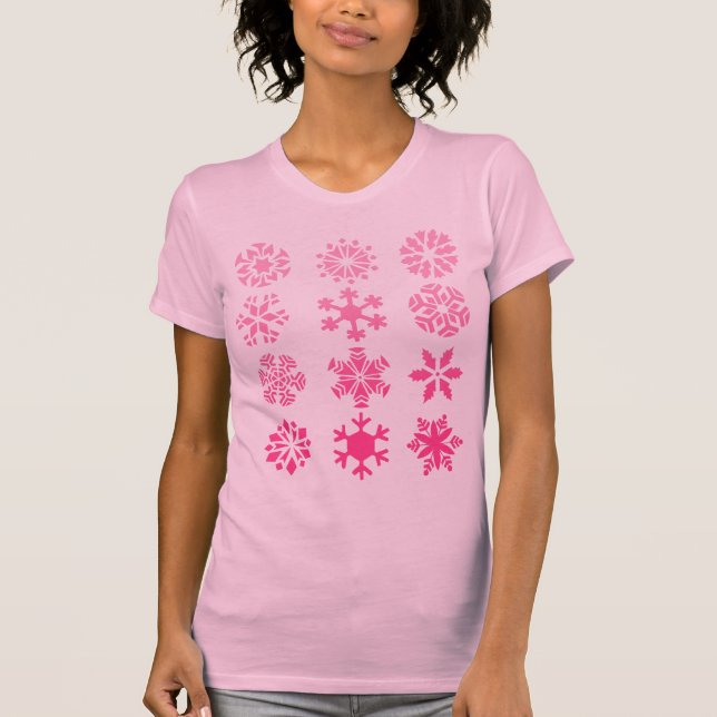 Pink Snowflakes - Women's Short Sleeve Tee (black) (Front)