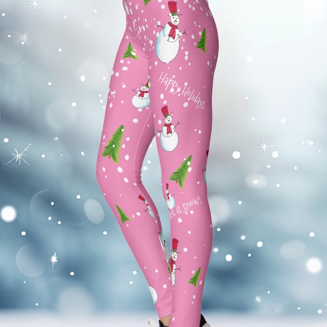 Pink Snowman Christmas Leggings (Creator Uploaded)