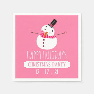 Pink Snowman, Christmas Party Napkin
