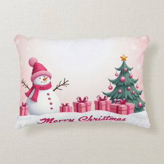 pink snowman decorative cushion