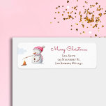 Pink Snowman Marshmallows Christmas Return Address<br><div class="desc">Personalised Christmas Snowman return address labels. This snowman roasting marshmallows illustration is perfect for bringing some holiday cheer to your friends and family. Illustrated and designed by Patricia Alvarez.</div>