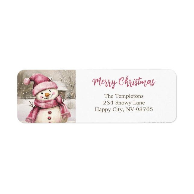 Pink Snowman Vintage Christmas (Front)