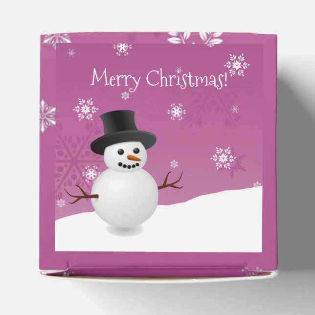 Pink Snowman Winter Scenery Christmas Favour Box (Top)