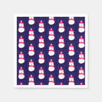 Pink Snowman with Snow Flurry 