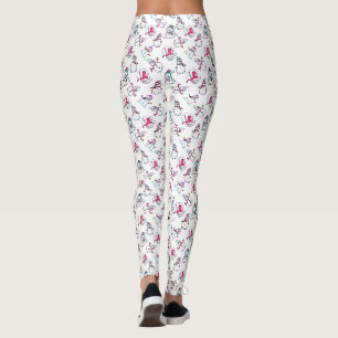 Pink Snowmen Pattern   White Christmas Leggings