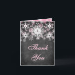 Pink Snowy Chalkboard Wedding Thank You Card<br><div class="desc">This festive and trendy black and white chalkboard LOOK wedding thank you card has layers of light pink and white snowflakes on it that matches the winter wedding invitation shown below. If there are any other matching items that you need,  please email your request to niteowlstudio@gmail.com.</div>