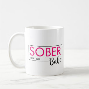 Pink Sober Babe Est. Custom Date Coffee Mug