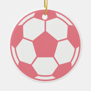 Pink Soccer Ball Ceramic Tree Decoration
