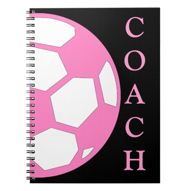 Pink Soccer Ball Coach Spiral Notebook (Front)