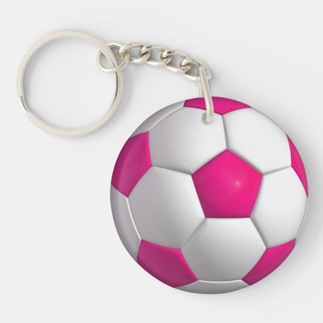 Pink Soccer Ball Key Ring (Front)