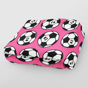 Pink Soccer Ball Number Pattern Fleece Blanket