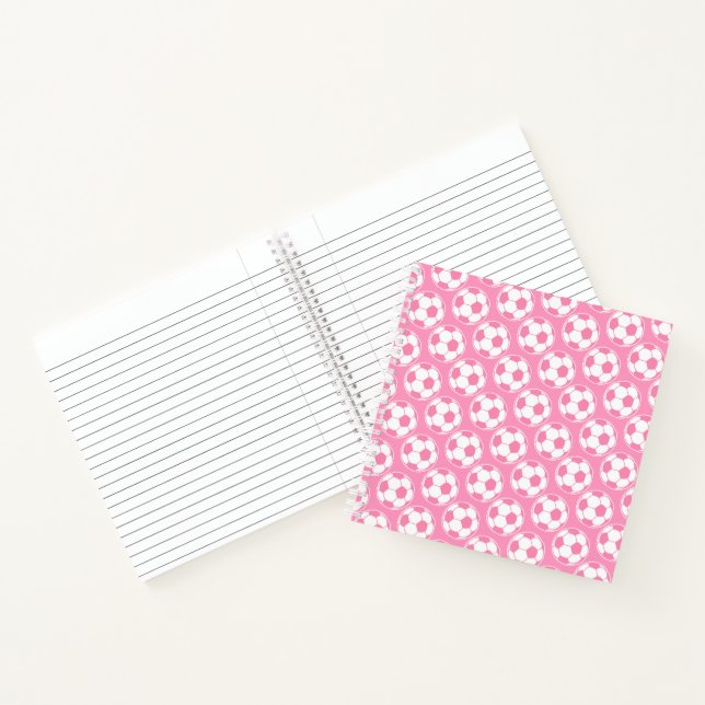 Pink Soccer Ball Pattern Screwball Graphics Notebook (Inside)