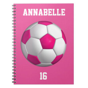 Pink Soccer Ball Personalise Notebook