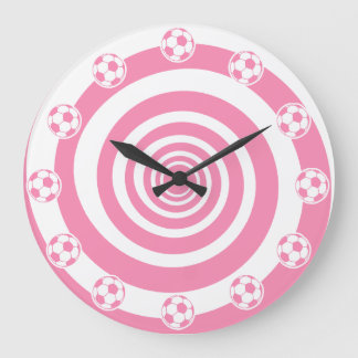 Pink Soccer Ball Swirl Screwball Graphics Large Clock