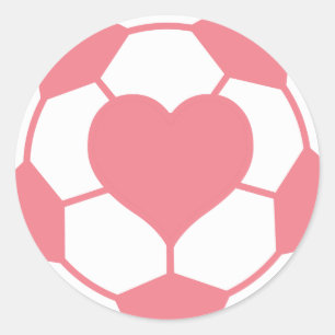 Pink Soccer Ball with Heart Classic Round Sticker