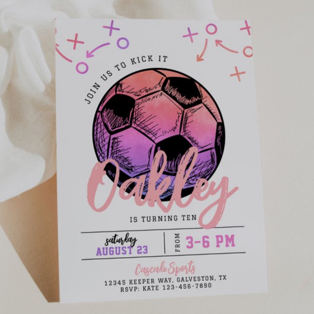 Pink Soccer Birthday Invitation (Creator Uploaded)