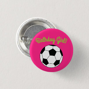Pink Soccer Birthday Party 3 Cm Round Badge